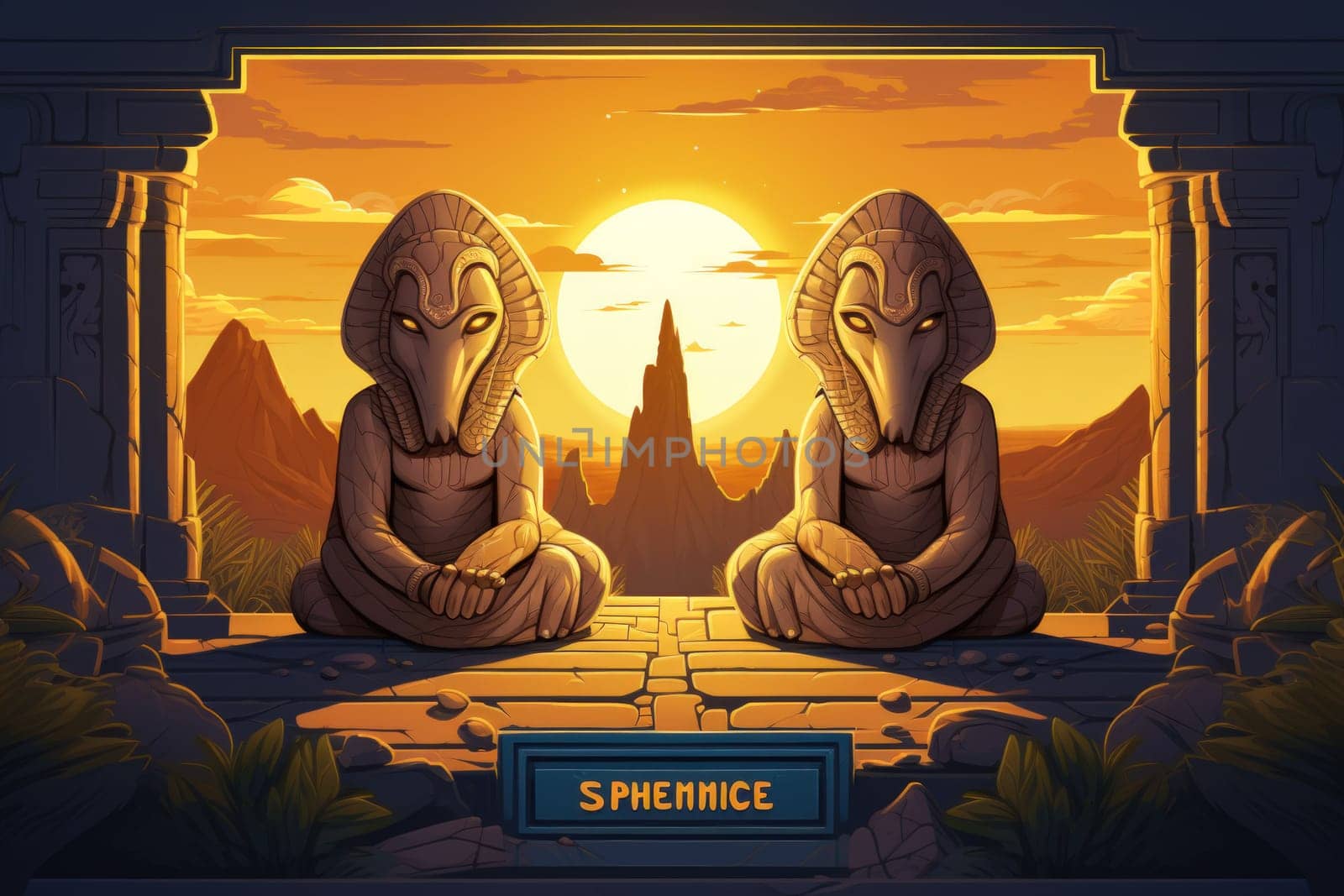 Delve into a realm of mystery and intrigue, where enigmatic sphinxes reign as guardians of ancient secrets.