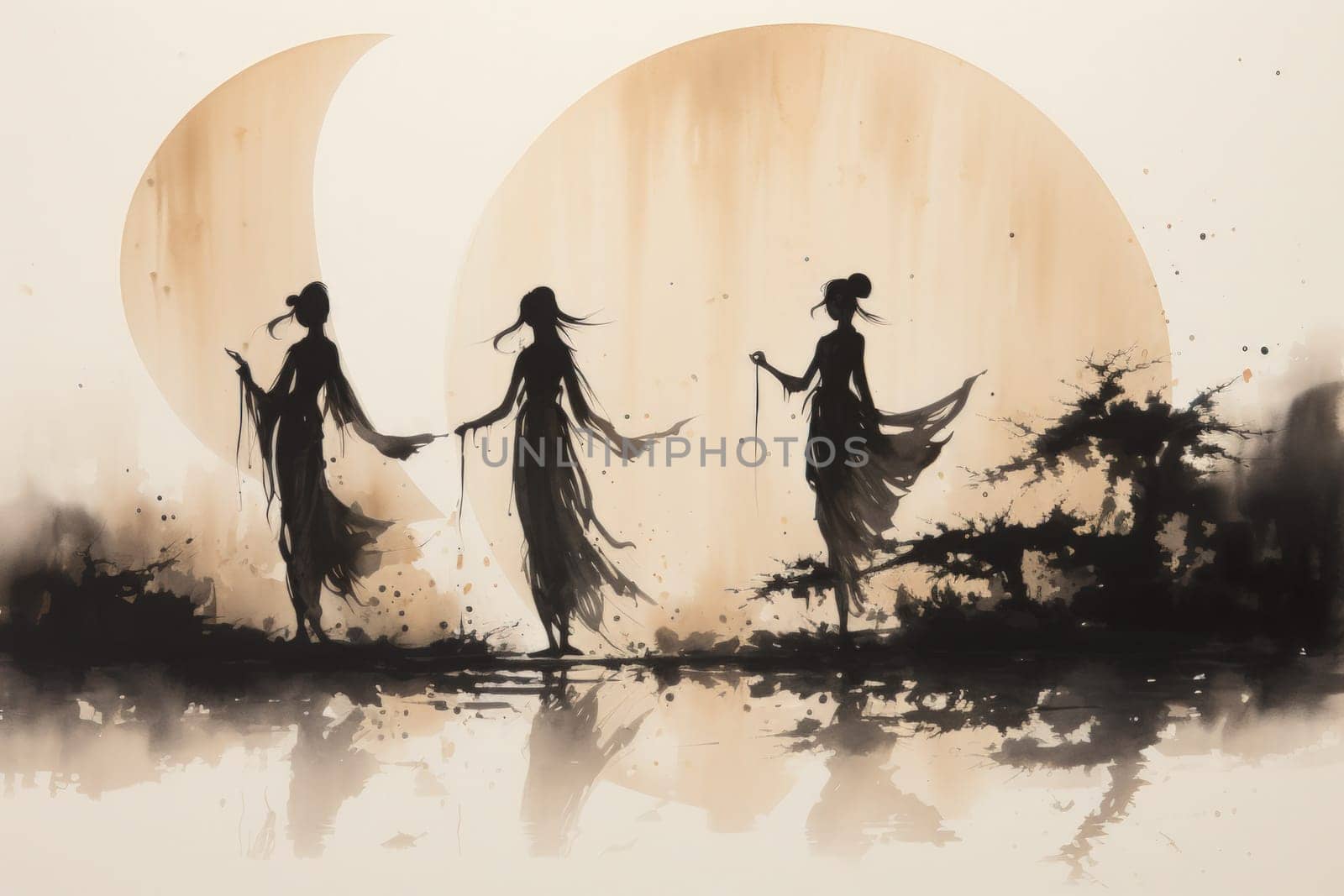 In the realm of fantasy, graceful moonlit dancers captivate with their ethereal movements, perfectly synchronized with the celestial rhythms.