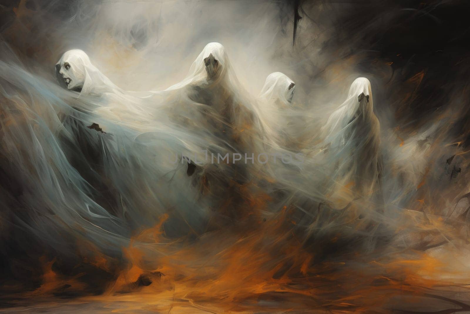 In the realm of fantasy, haunting ghostly apparitions are ethereal beings that exist between the world of the living and the realm of the dead.