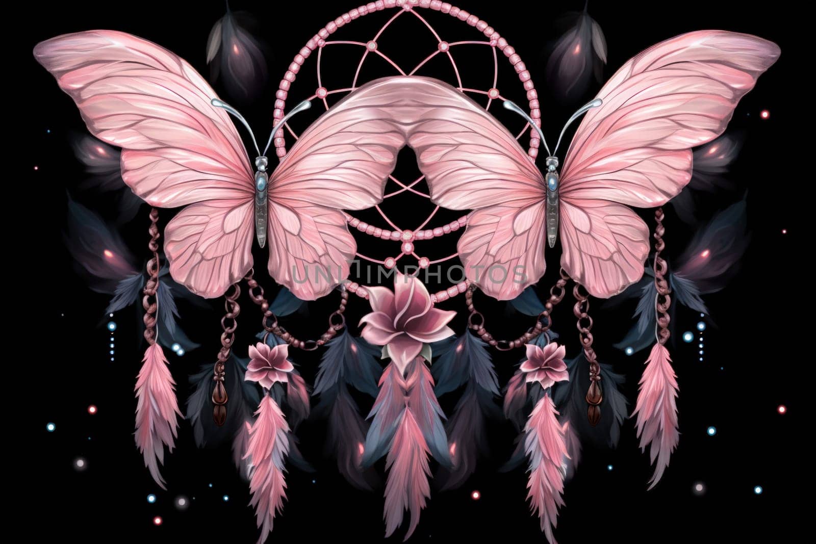 Immerse yourself in the magical realm of fantasy with this enchanting illustration of gossamer-winged dreamcatchers.