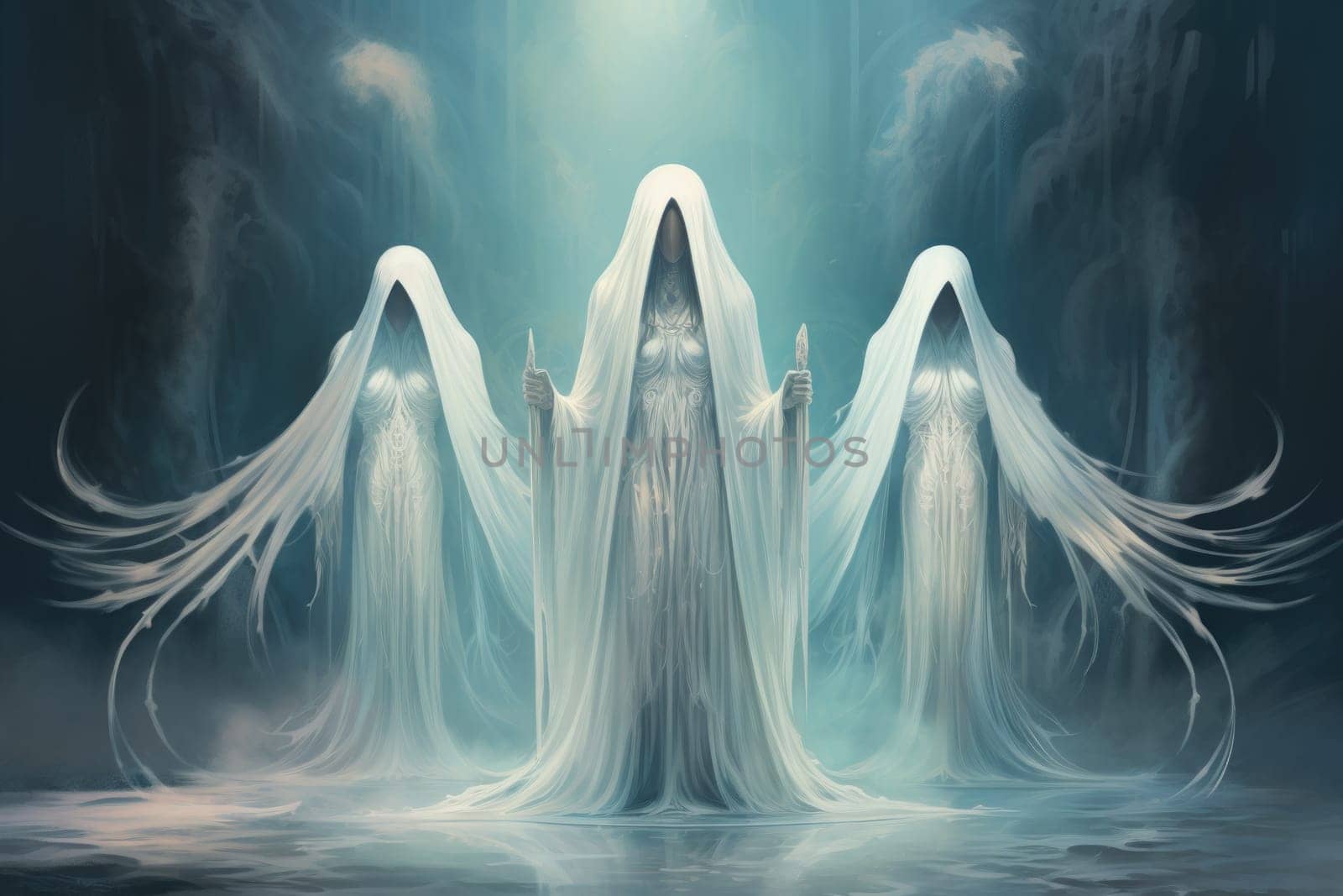 In the realm of fantasy, ethereal mist guardians watch over sacred sites, their presence veiled in a shroud of mist and mystery.