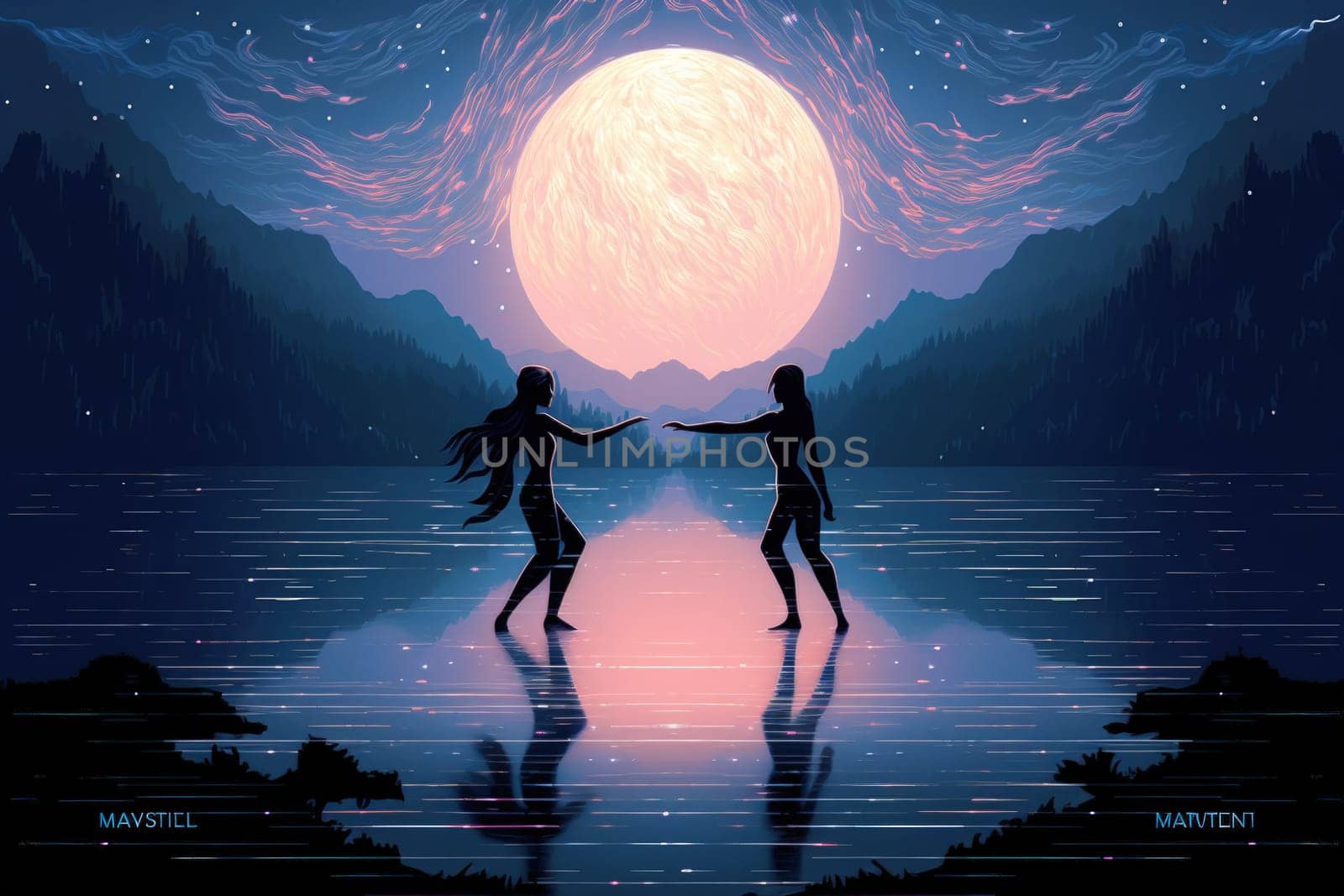 In the realm of fantasy, graceful moonlit dancers captivate with their ethereal movements, perfectly synchronized with the celestial rhythms.
