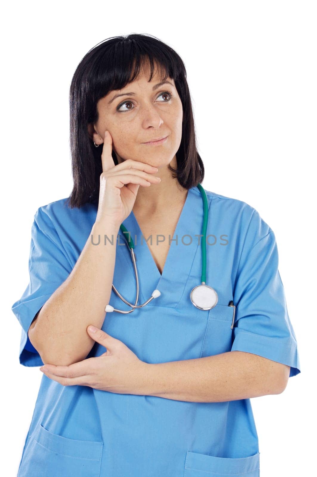 Woman doctor thinking