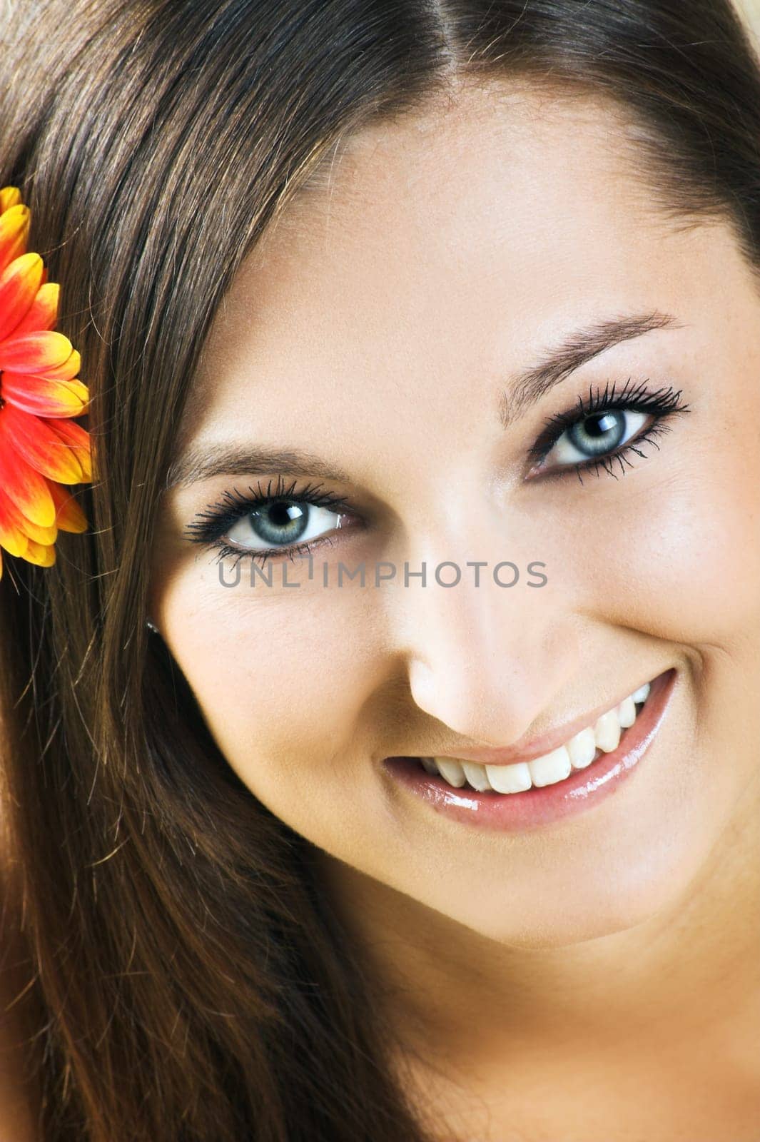 happy woman with flower