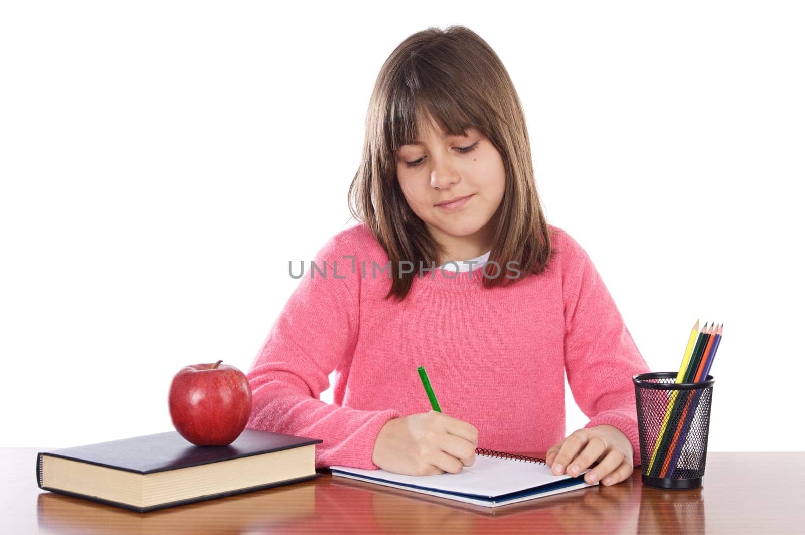 adorable girl studying