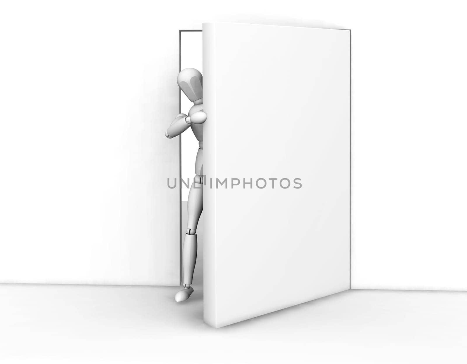 Person peeking round a door