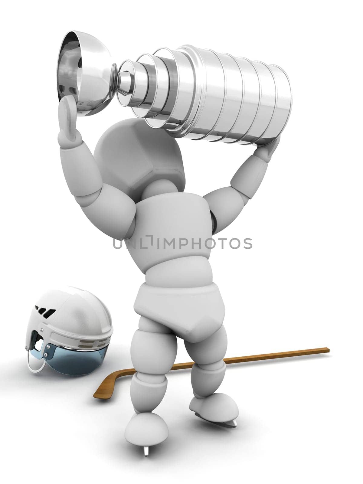 Ice hockey player with trophy