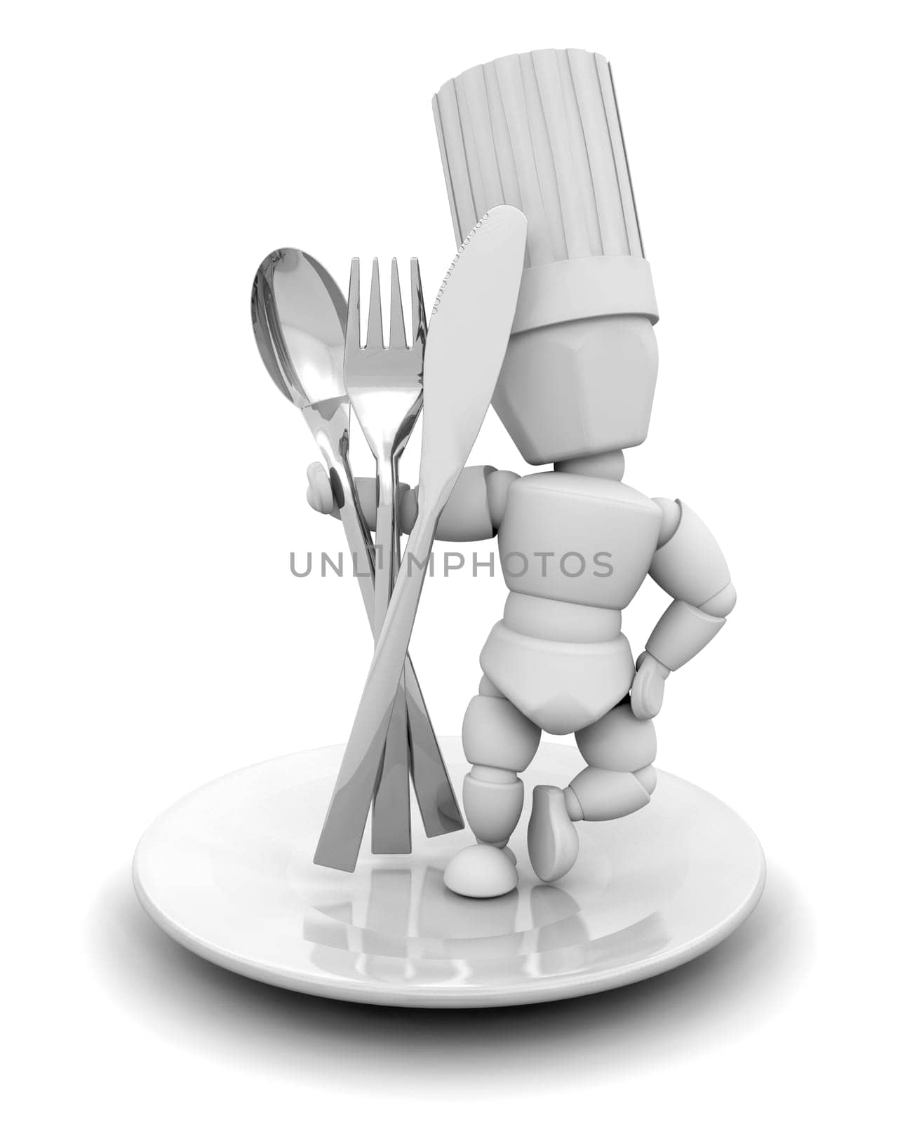 Chef with cutlery
