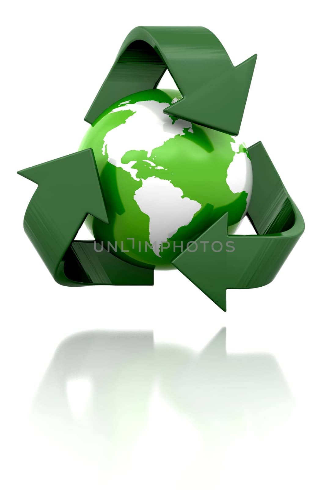 Globe with recycling icon