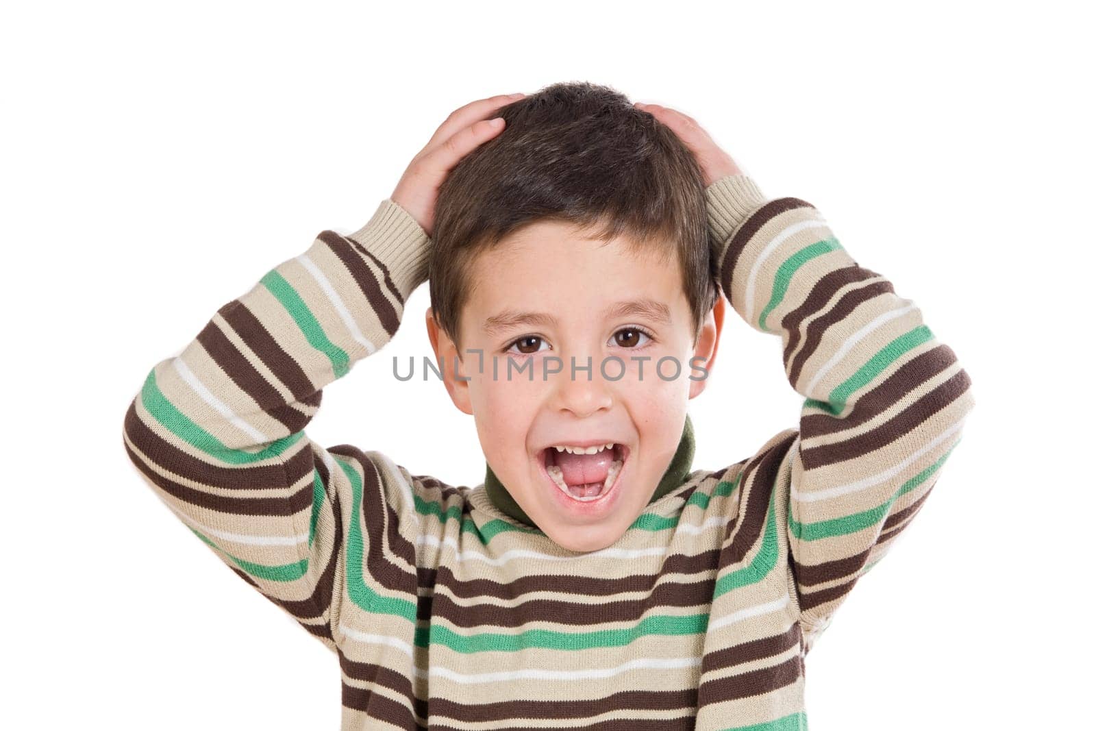Funny boy surprised