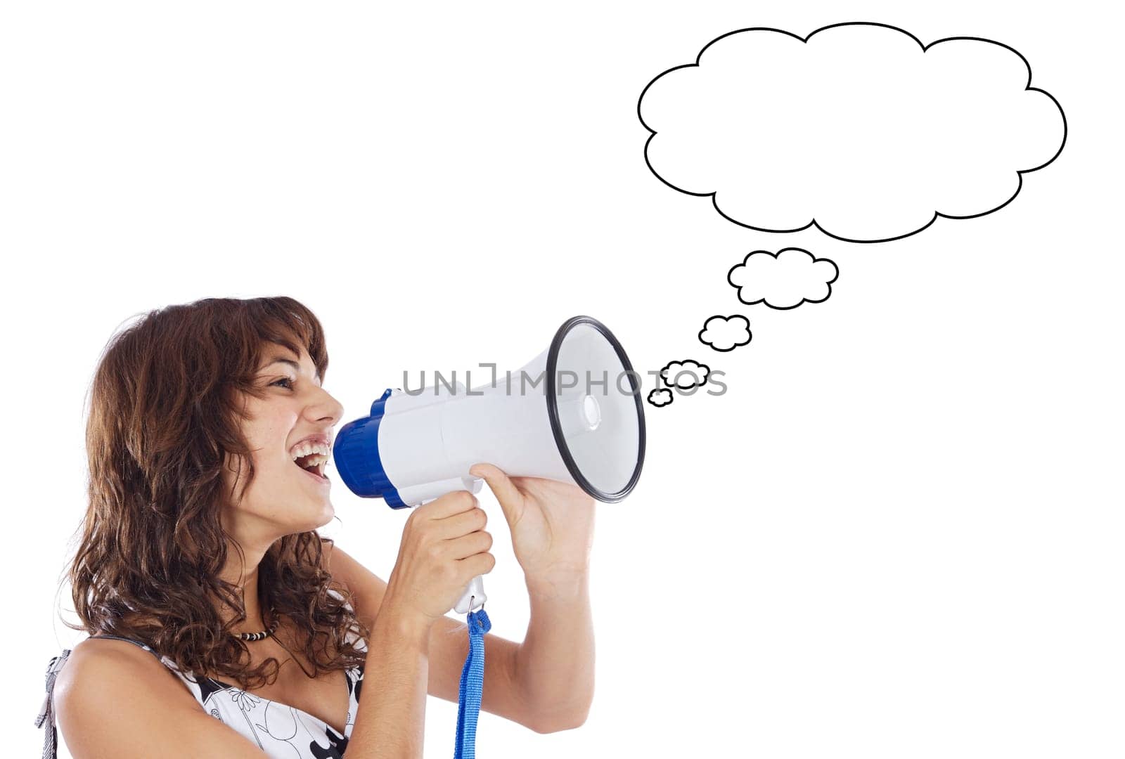 Teenager with megaphone