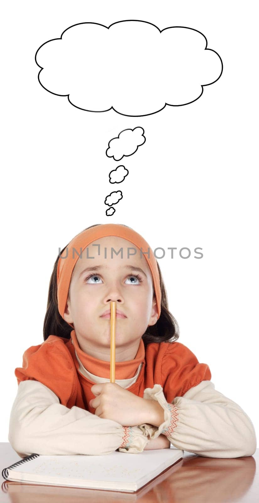 adorable girl studying