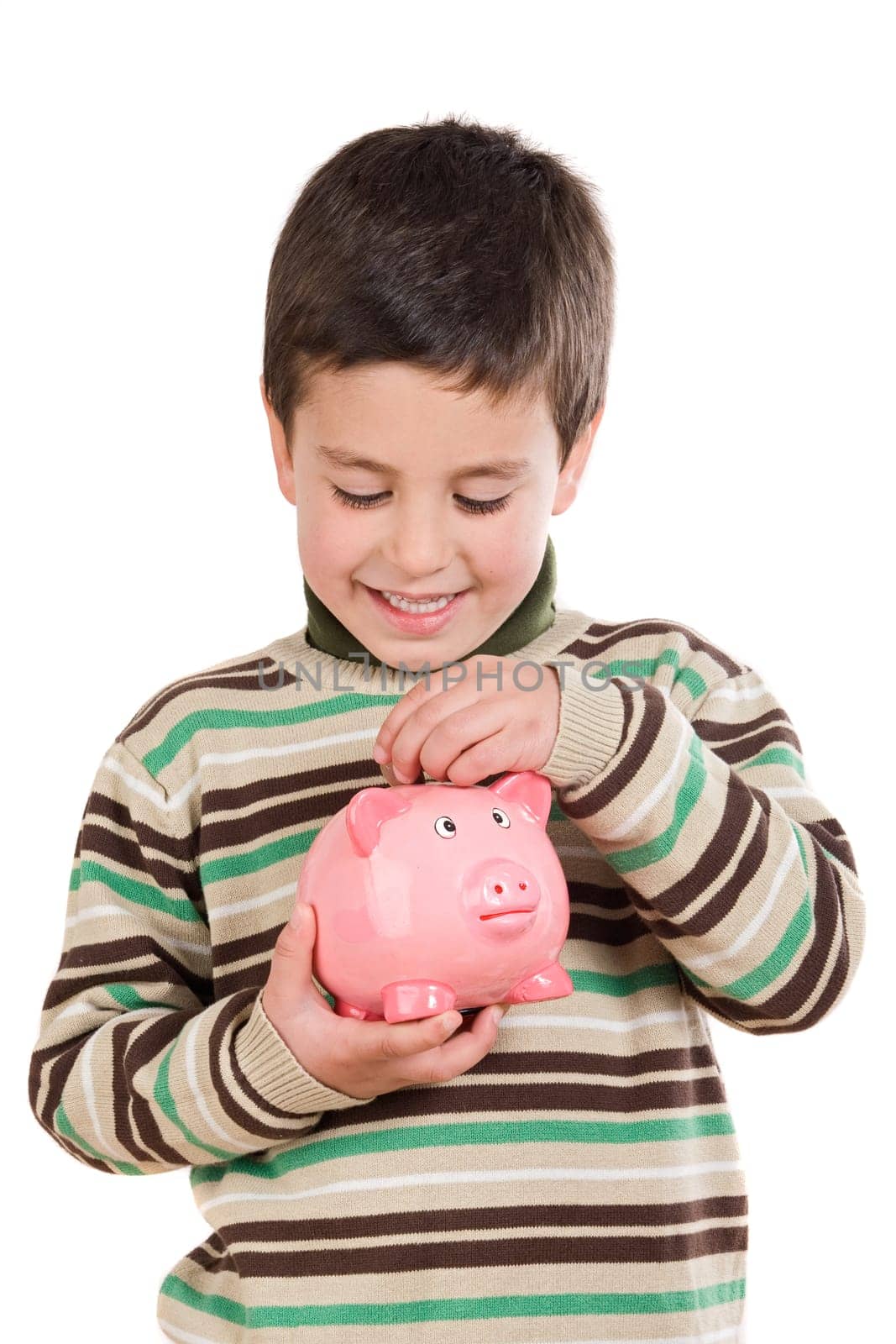 Adorable child with moneybox savings