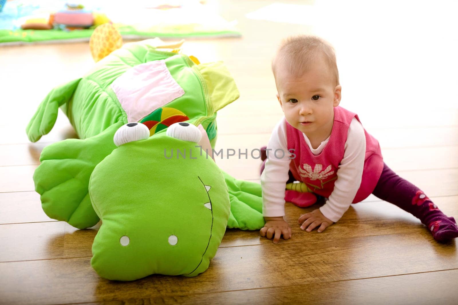 Baby playing at home