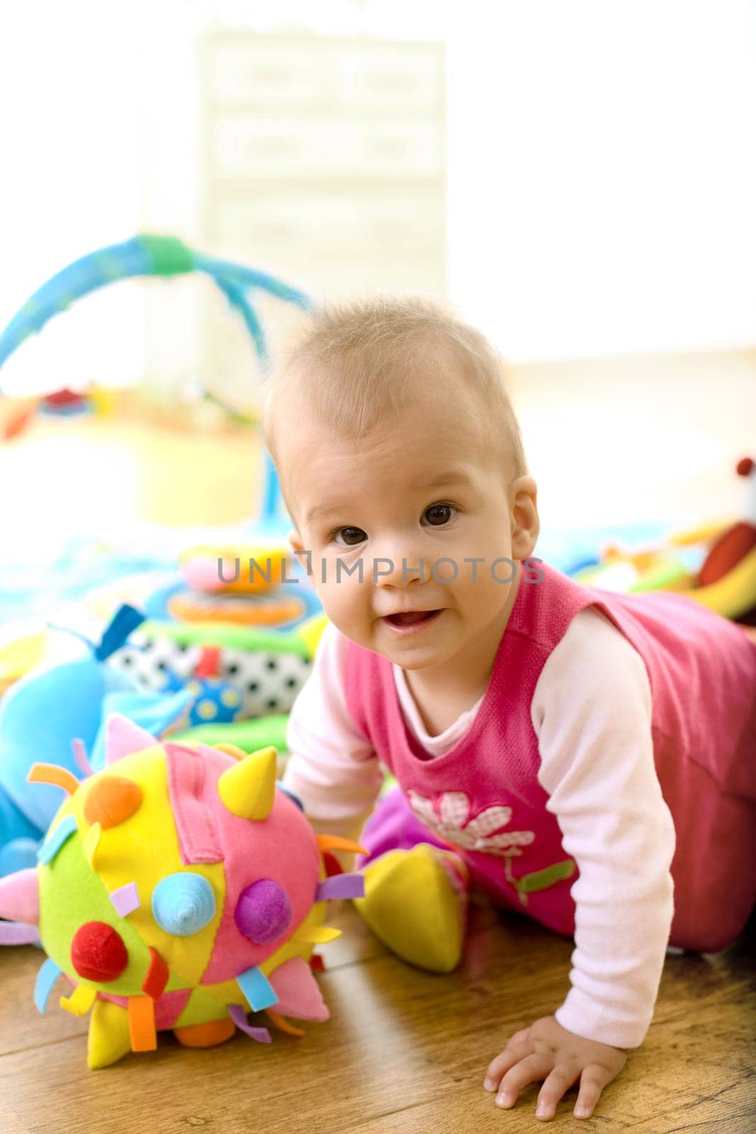 Baby playing at home