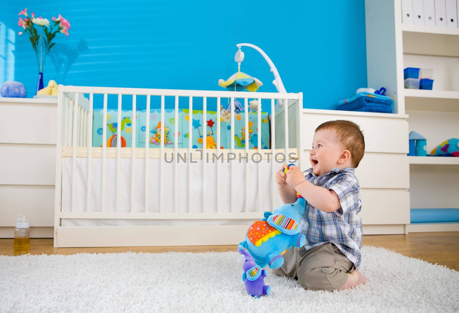baby playing at home