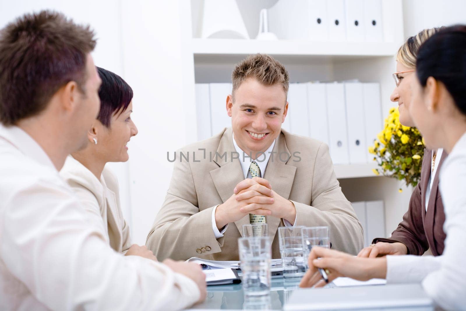 Businessman and team at office