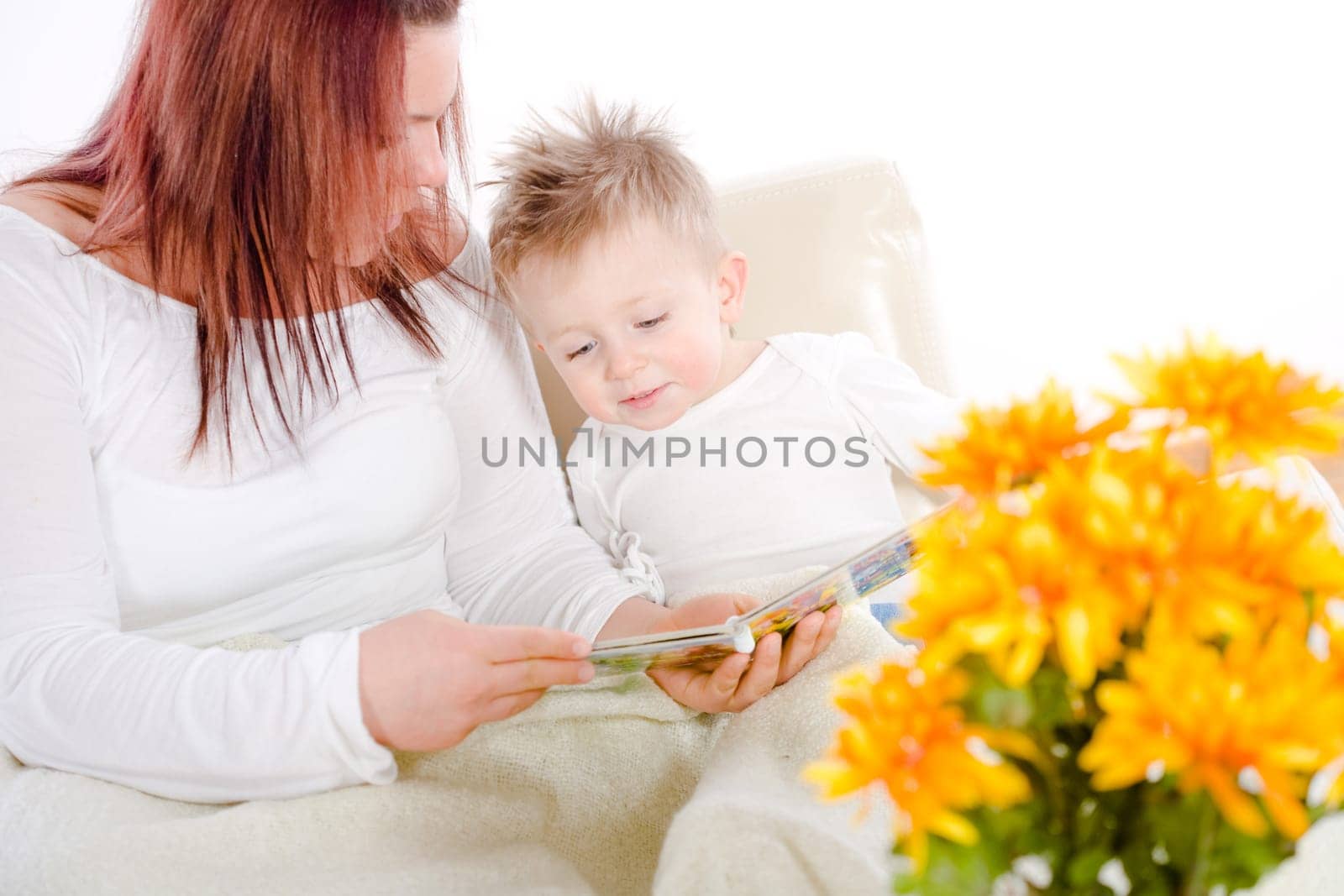 Mother reading for baby