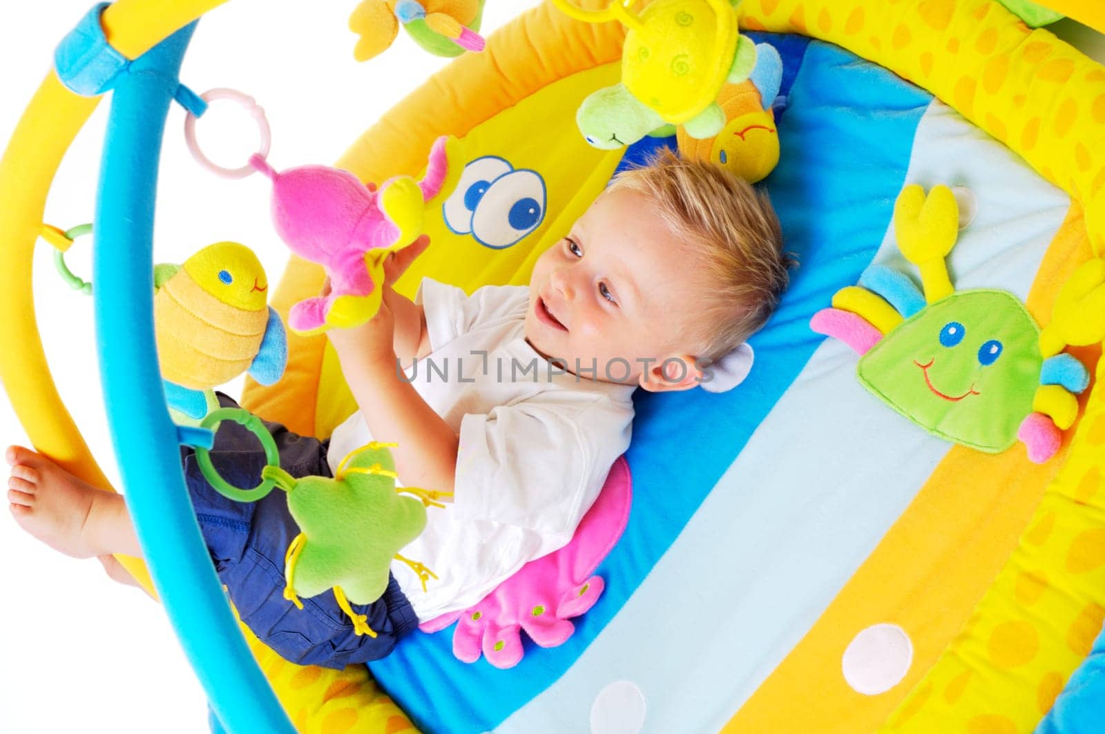 Baby plays with toys