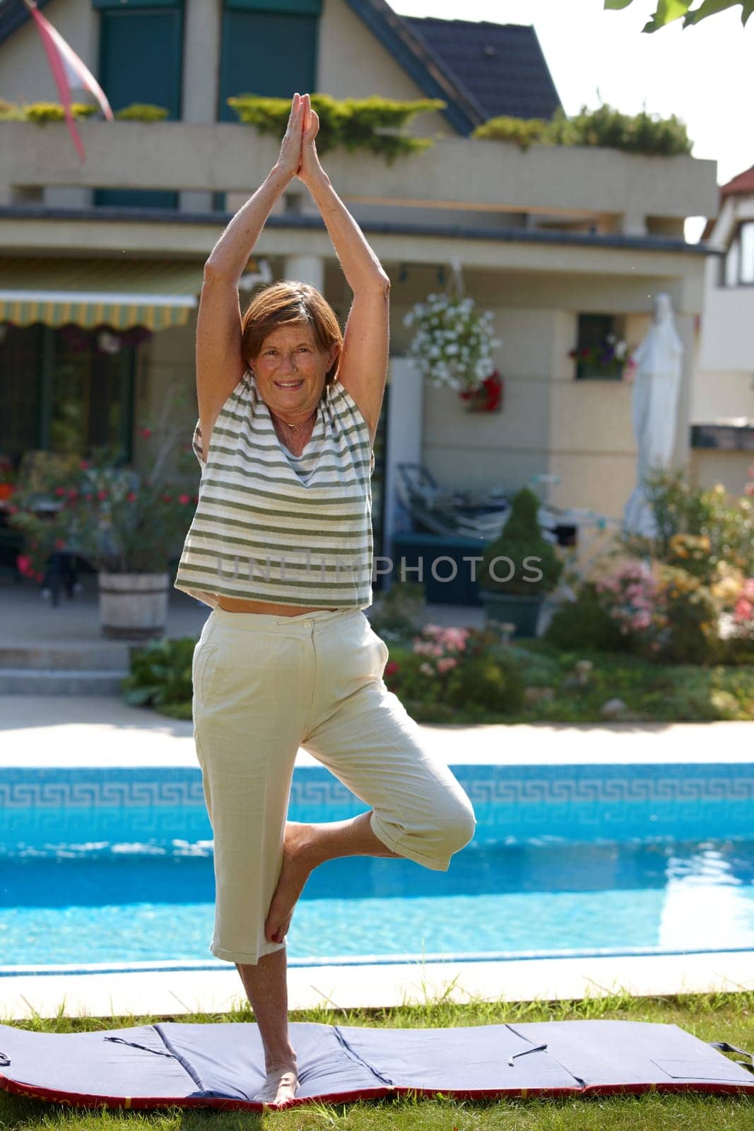 Senior woman doing yoga