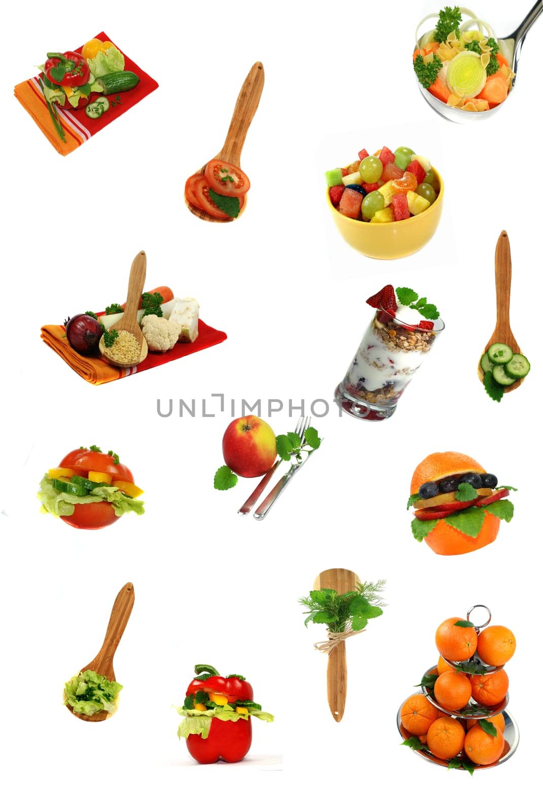 Fruits and Vegetables Collage