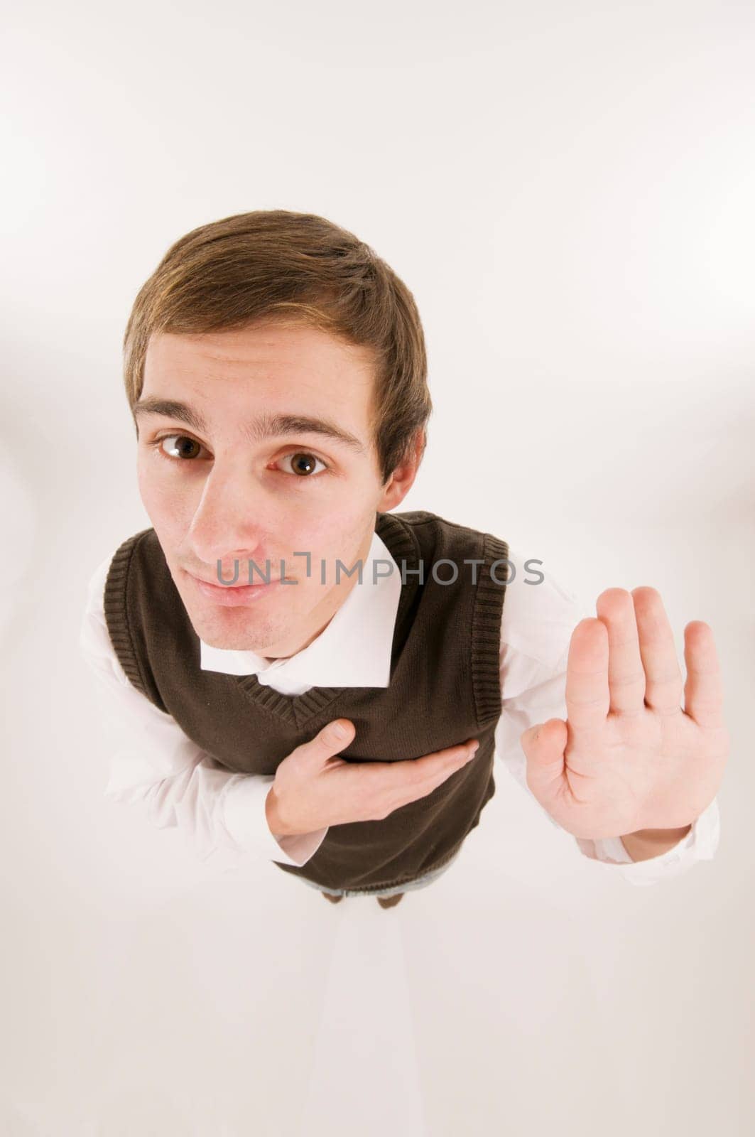 oath hand on heart impish wide angle