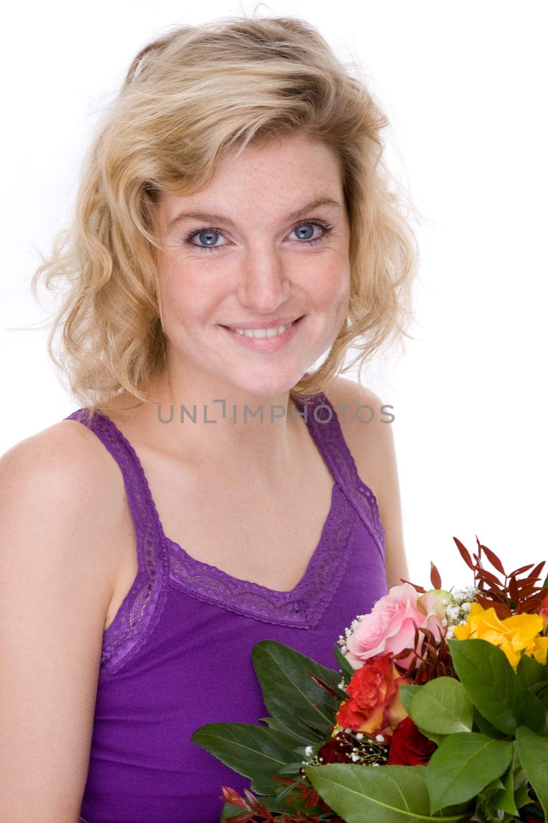Young woman with a bouquet of flowers