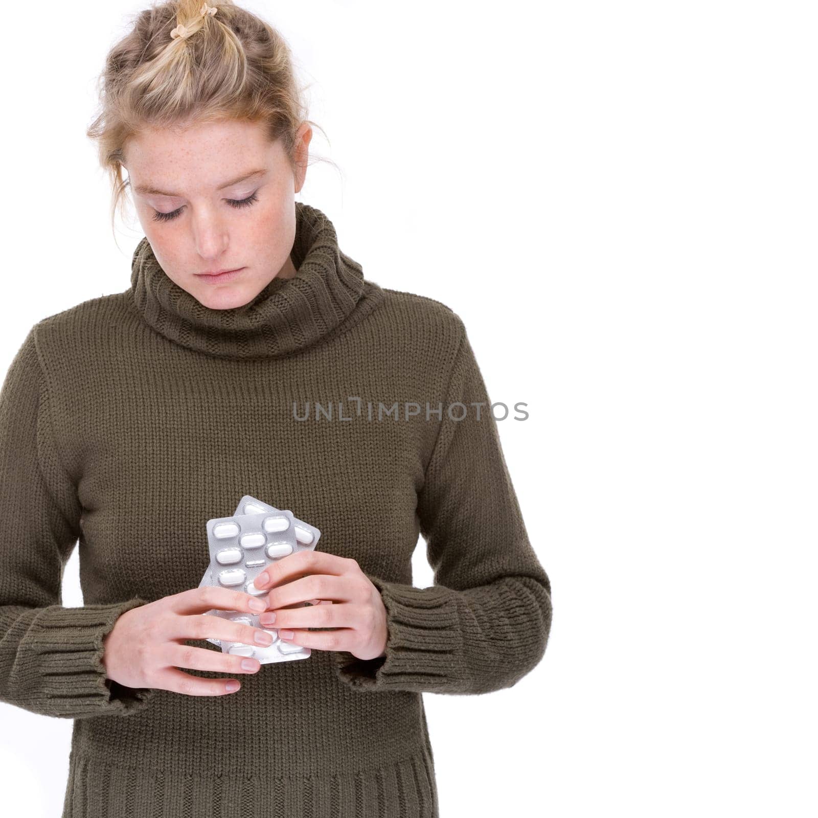Young woman with tablets
