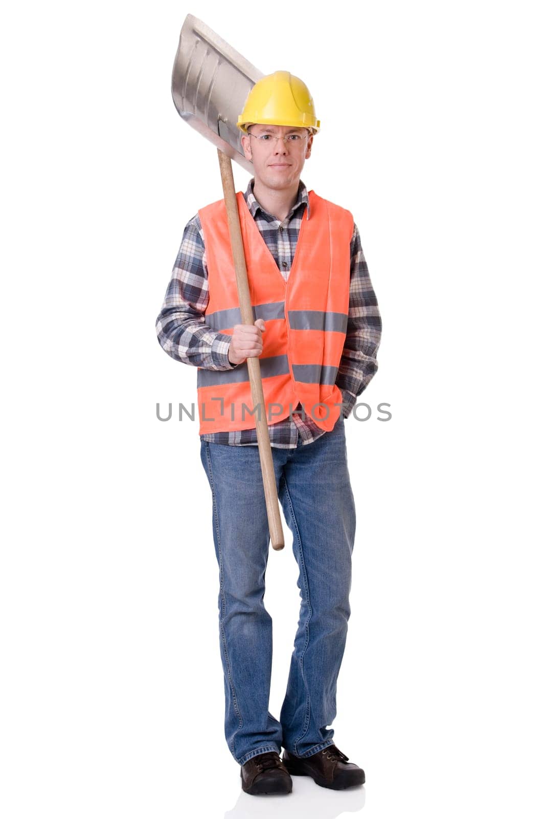 Construction worker with shovel