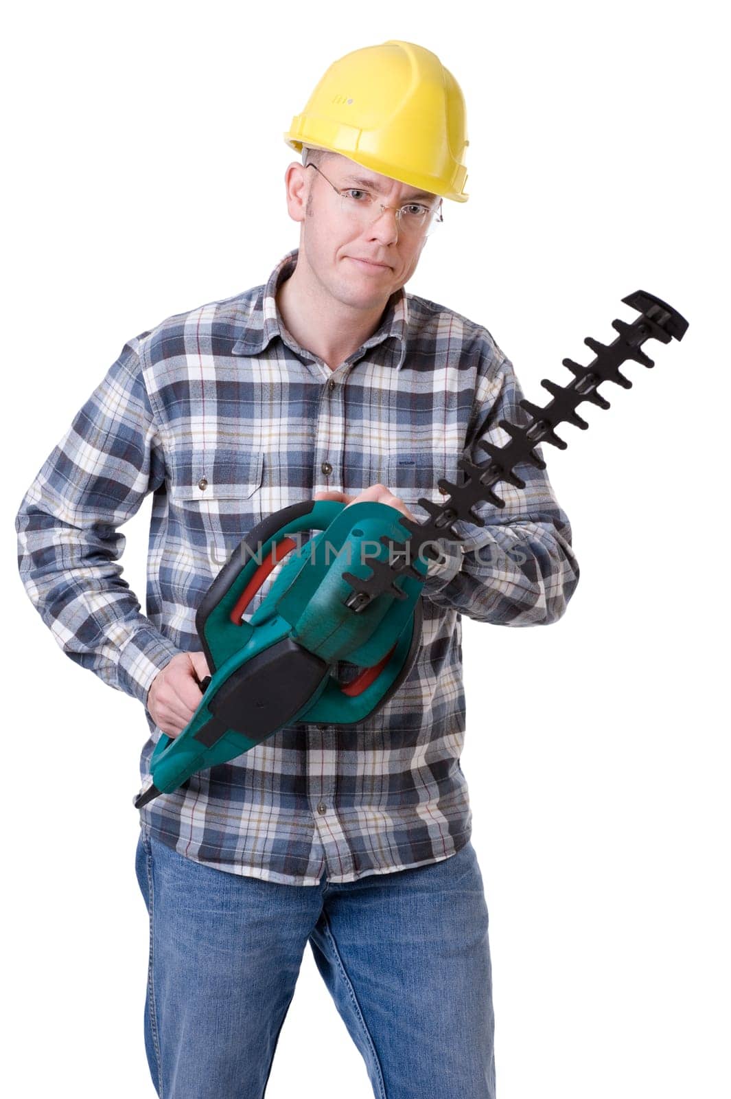 Man with hedge trimmer