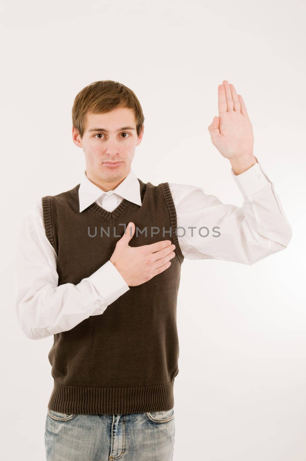 young man take an oath