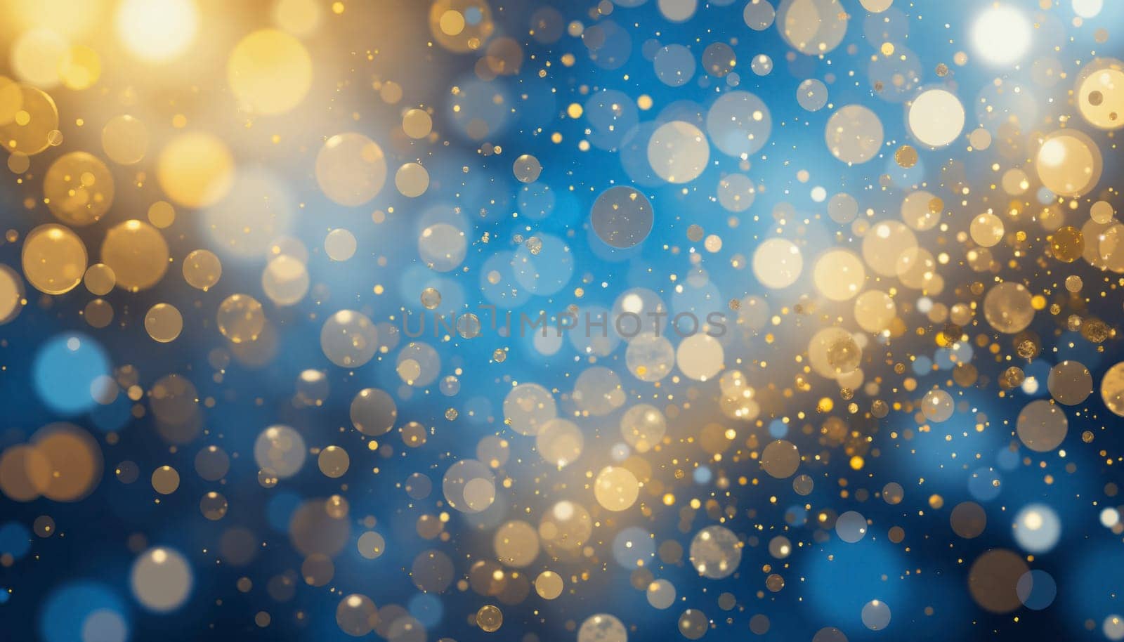 A bright yellow and blue background with a lot of small, colorful dots. The dots are scattered all over the background, creating a sense of movement and energy. Scene is lively and playful