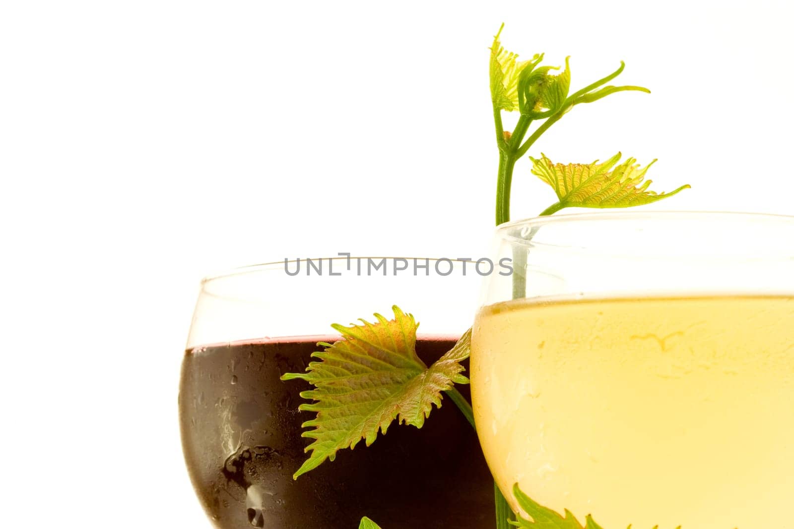 Red and white glass wine