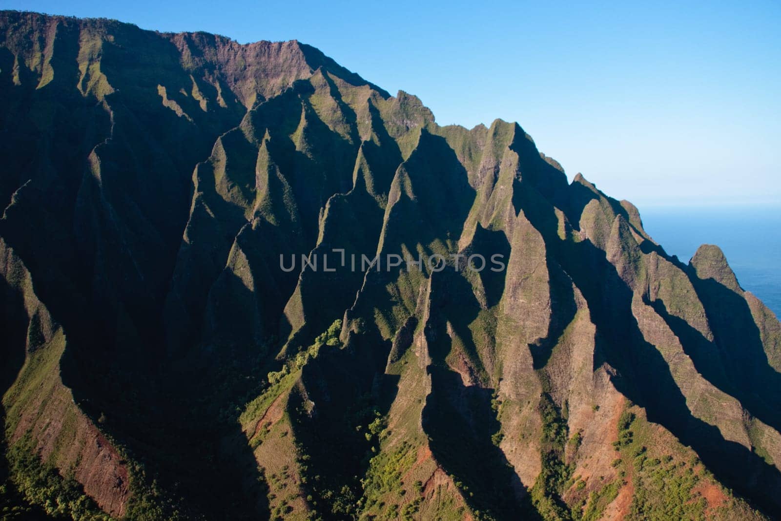 Wrinkled cliff face on Na Pali coast in Kauai