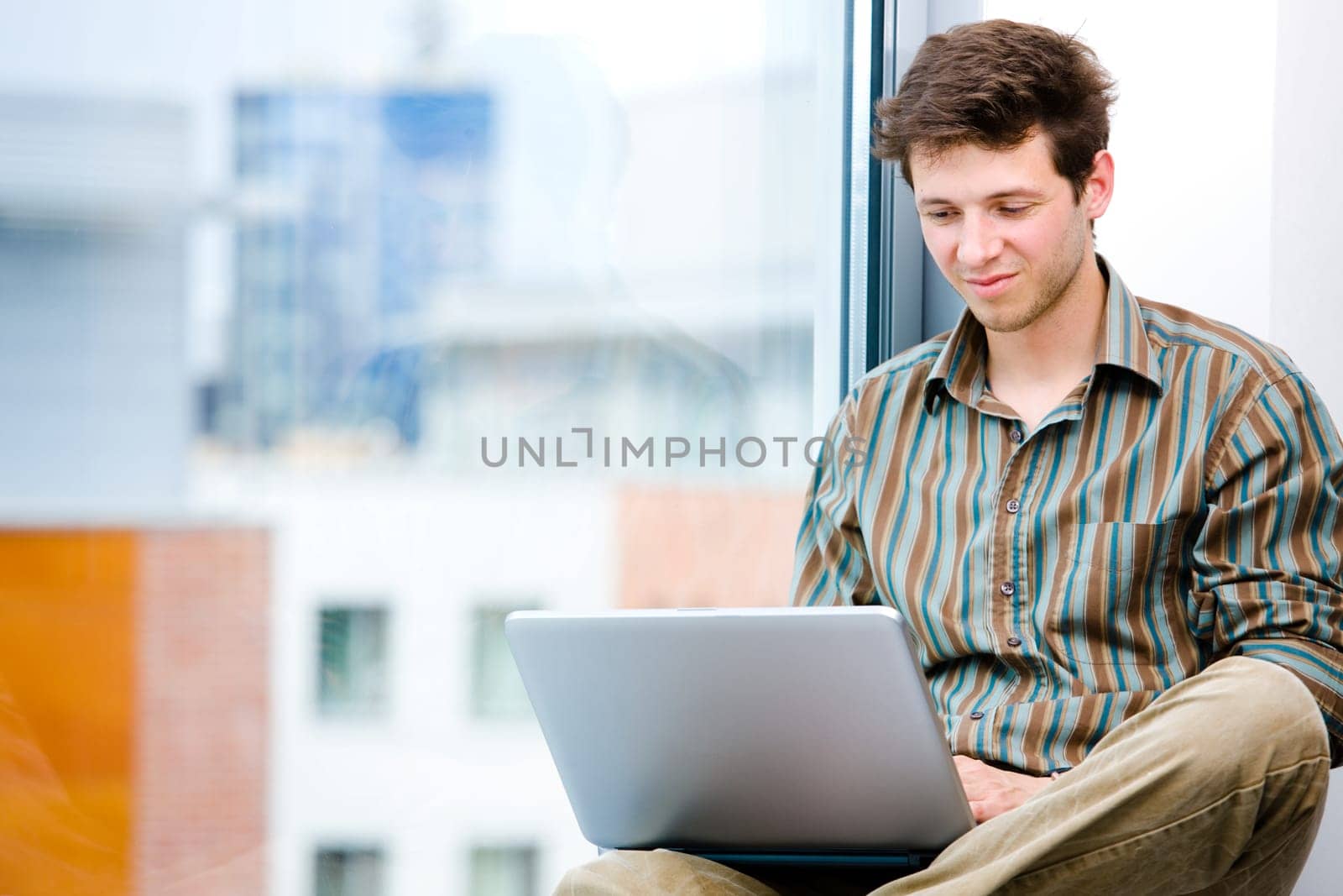 Businessman working on laptop