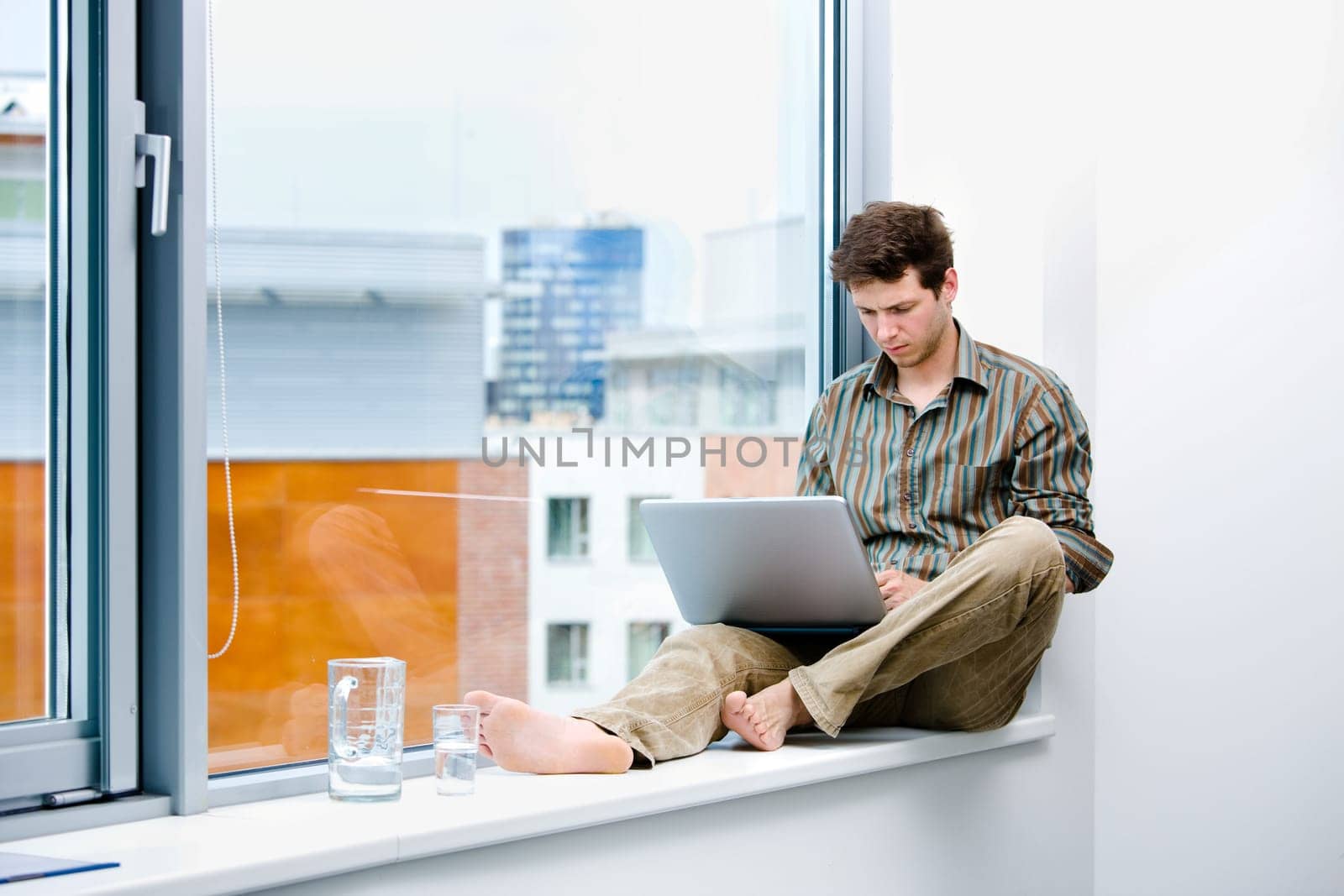 Businessman working on laptop