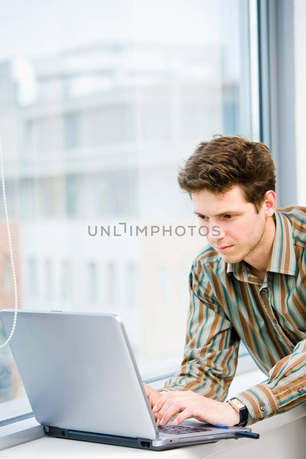 Businessman with laptop computer