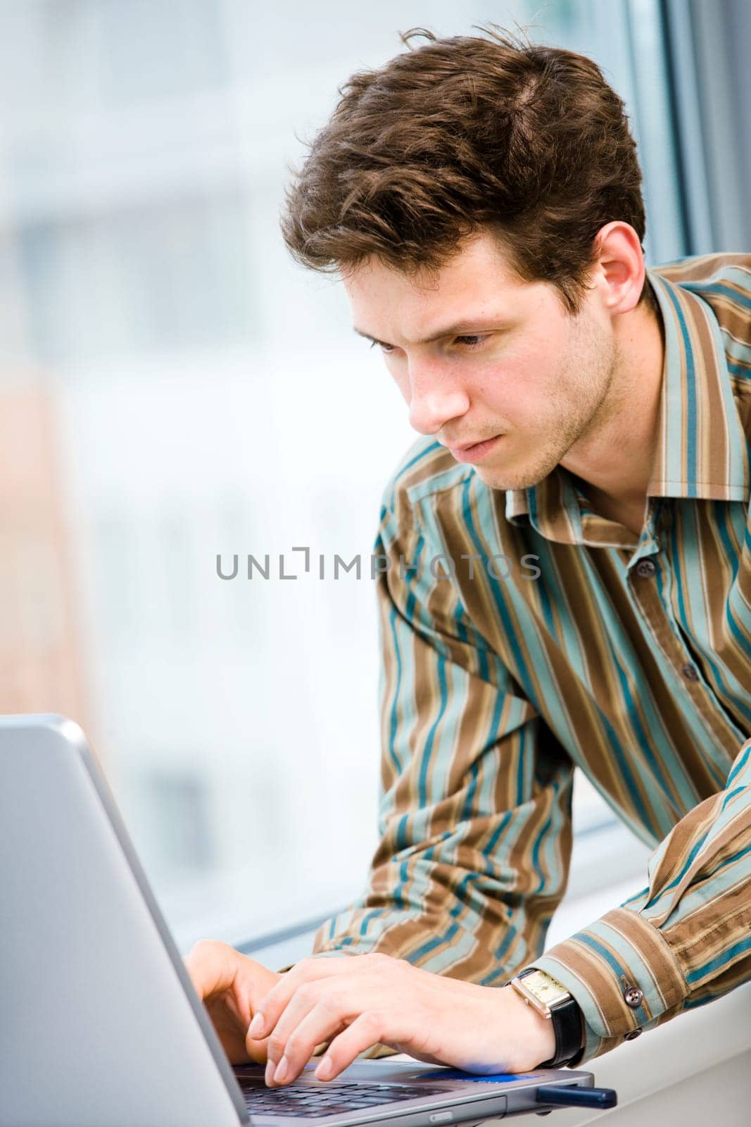 Businessman with laptop computer