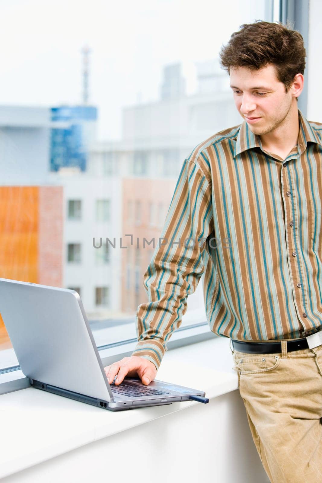 Businessman with laptop computer