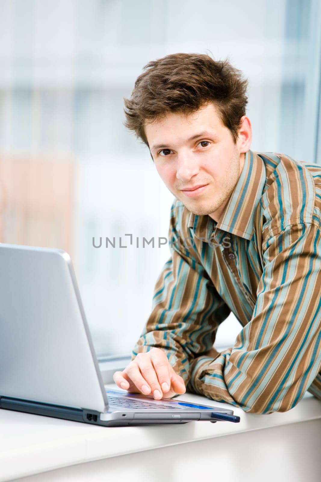 Businessman with laptop computer