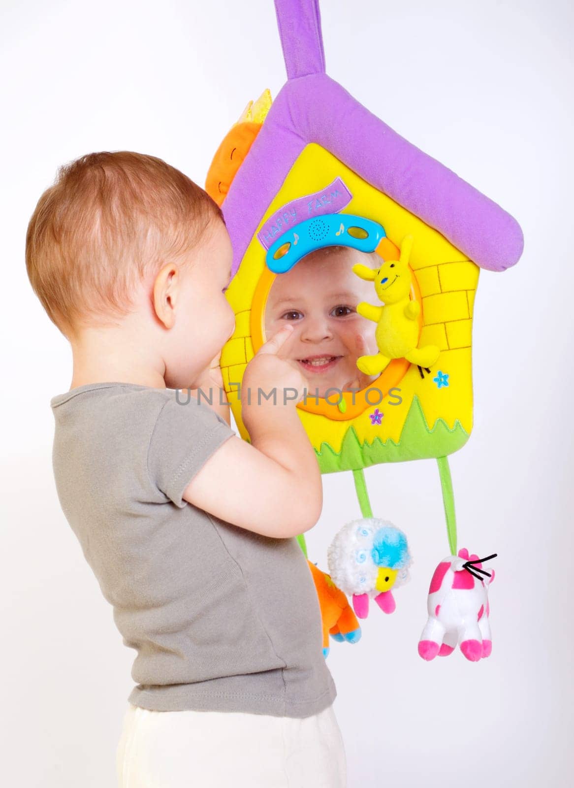 Baby plays with toys