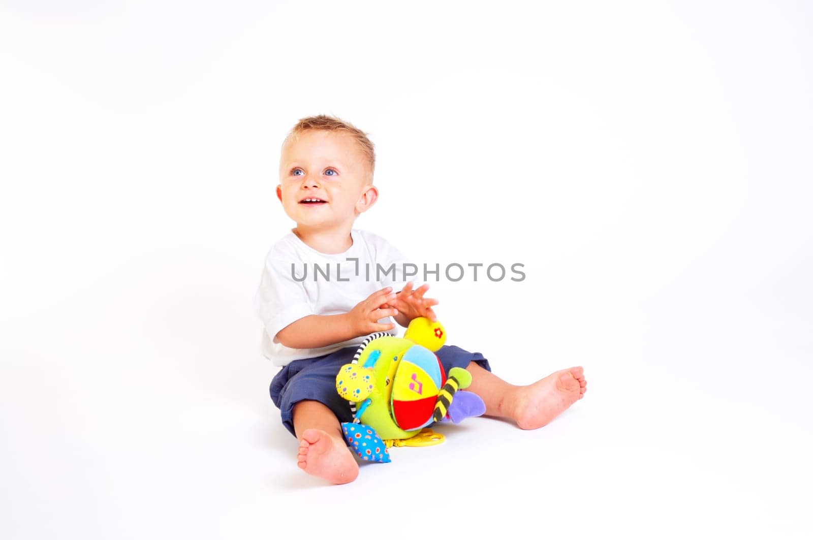 Baby plays with toys