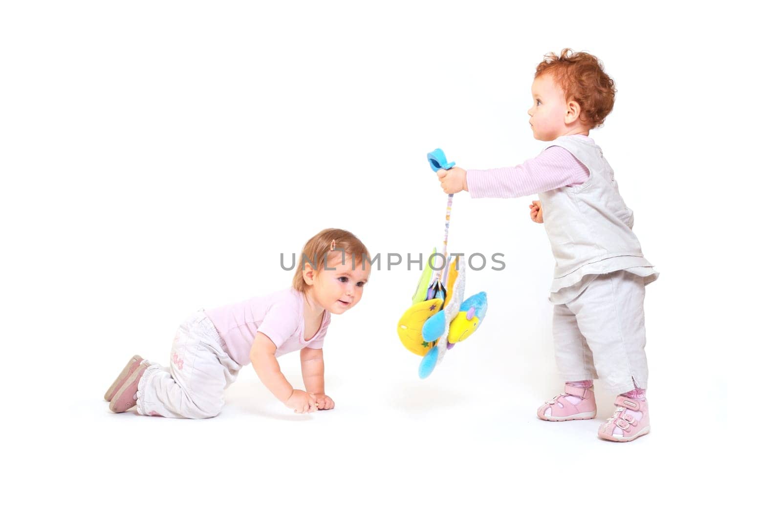 Babies play with toys