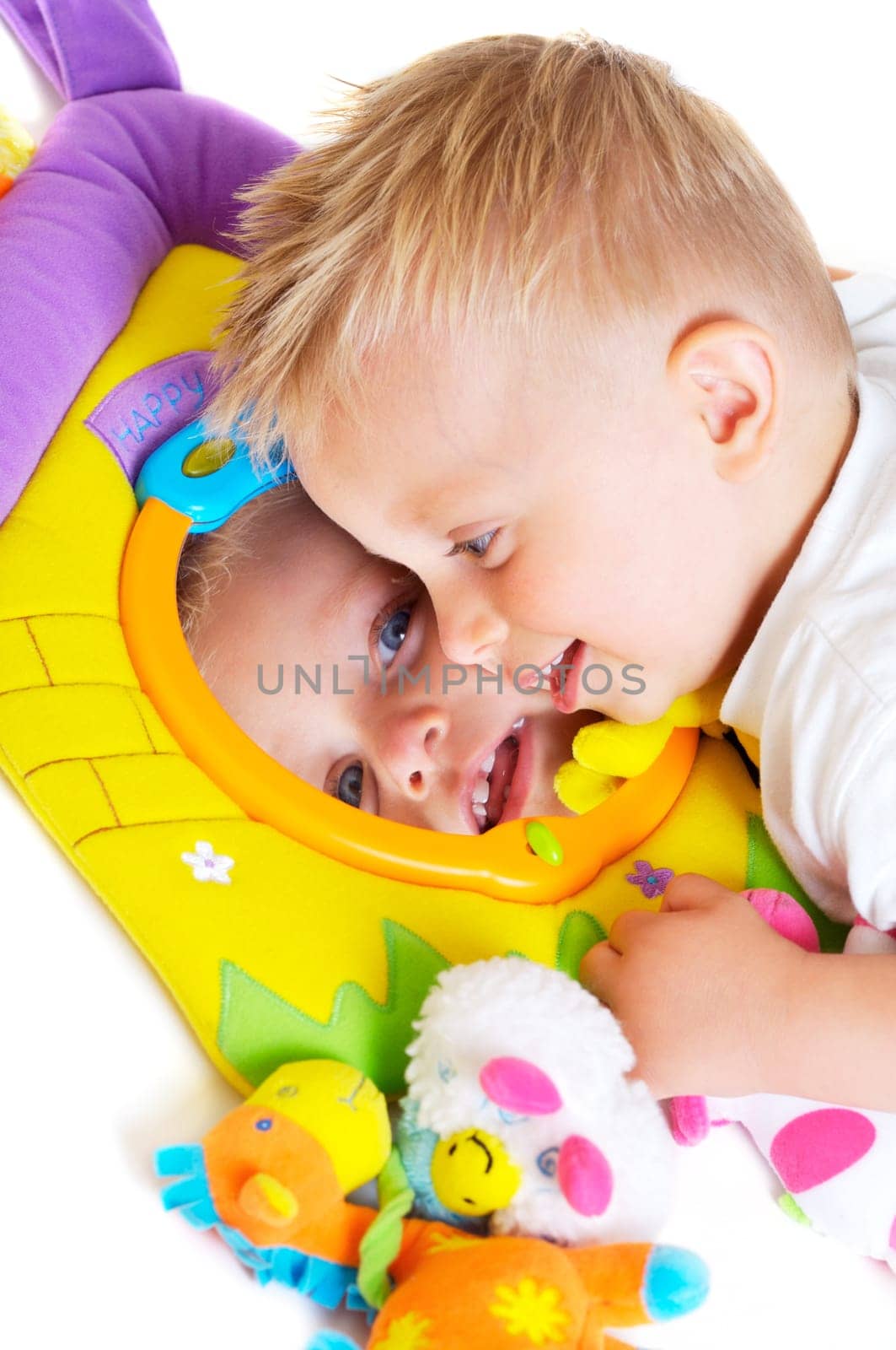 Baby plays with toys