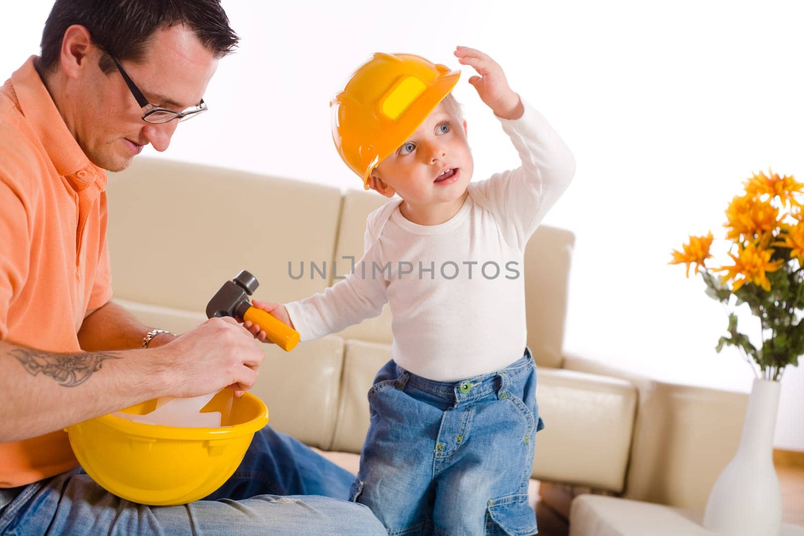 Father and son playing togehter