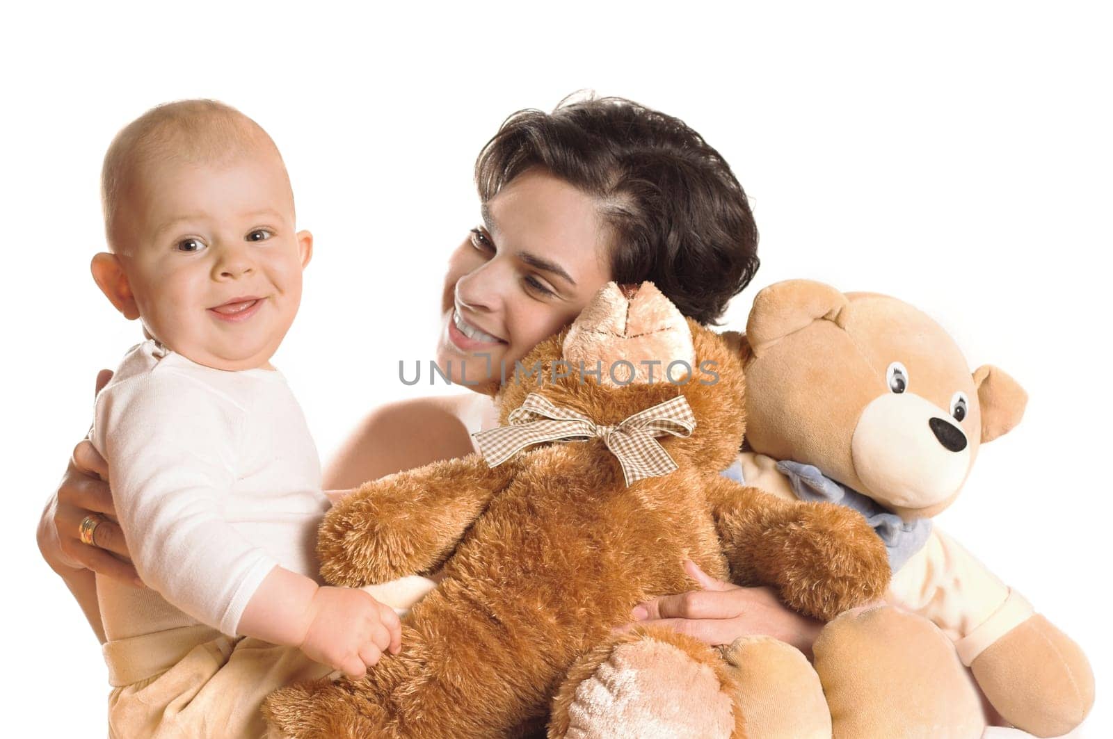 Baby, Mother and teddy bears