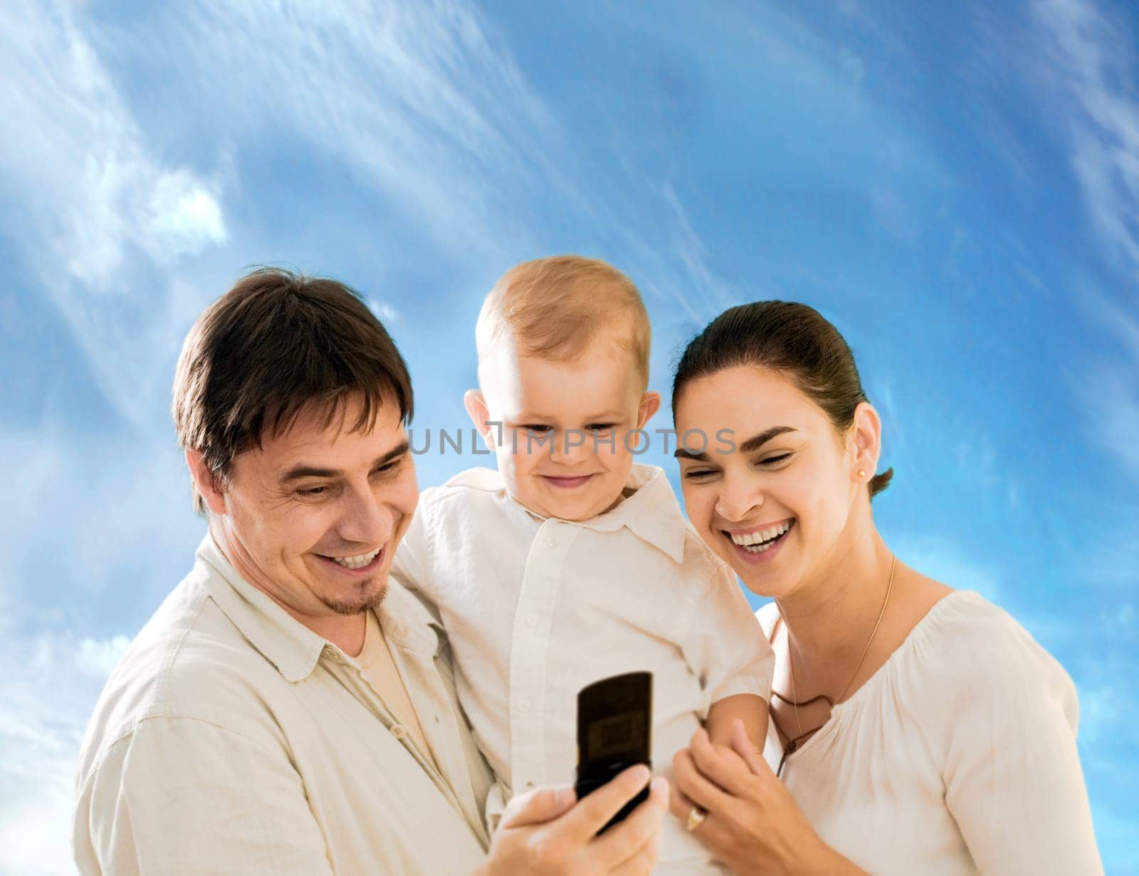 Family calling on phone
