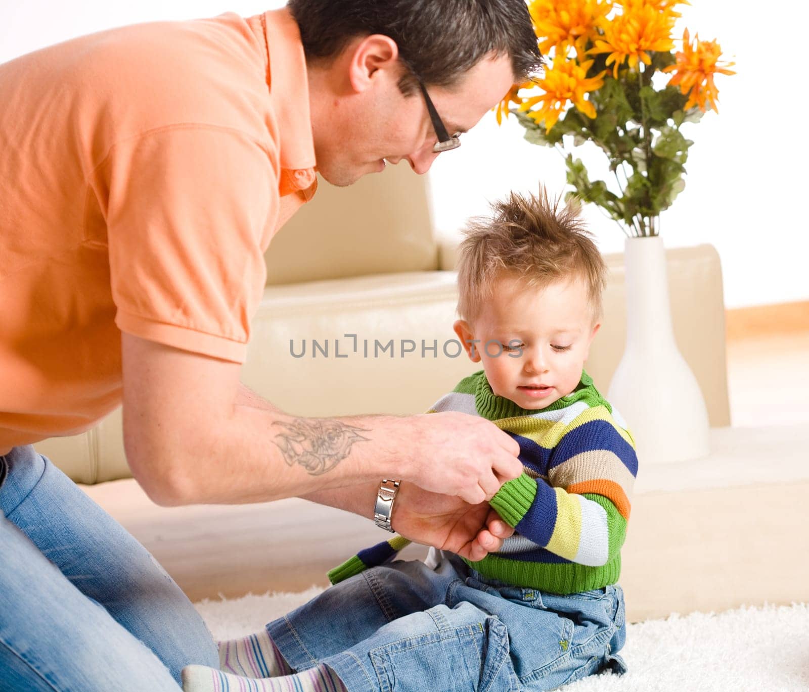 Father and baby boy together