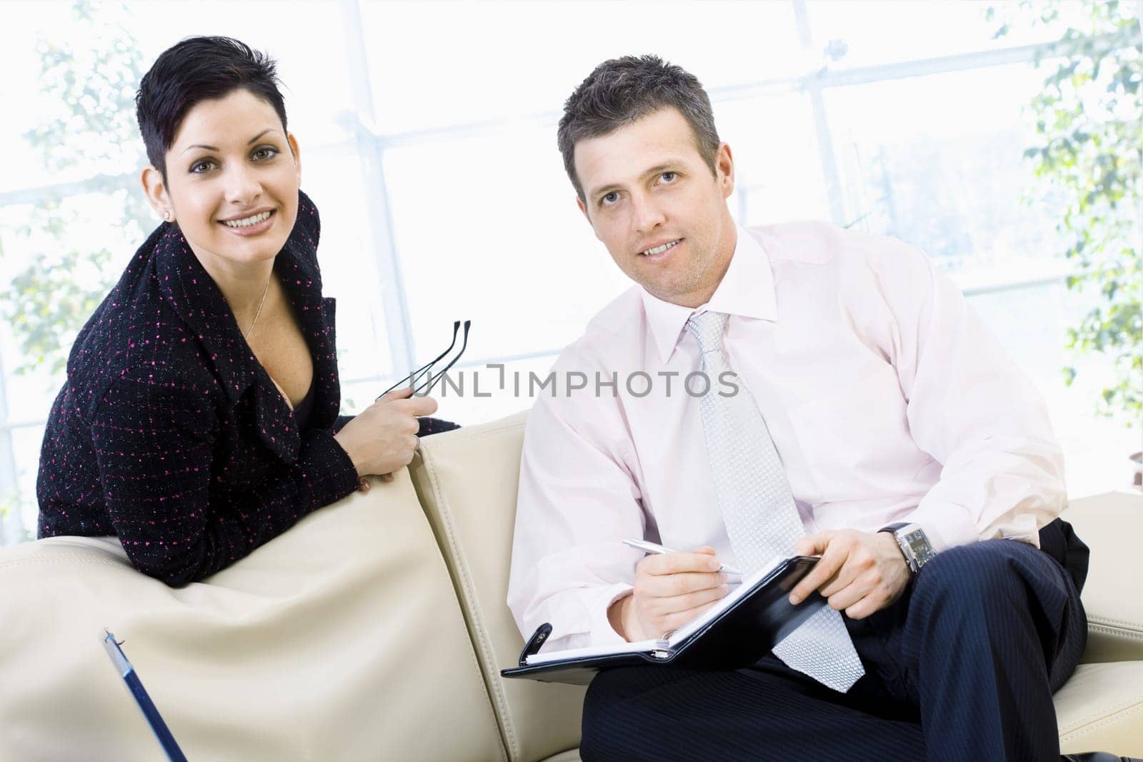 Businesspeople smiling