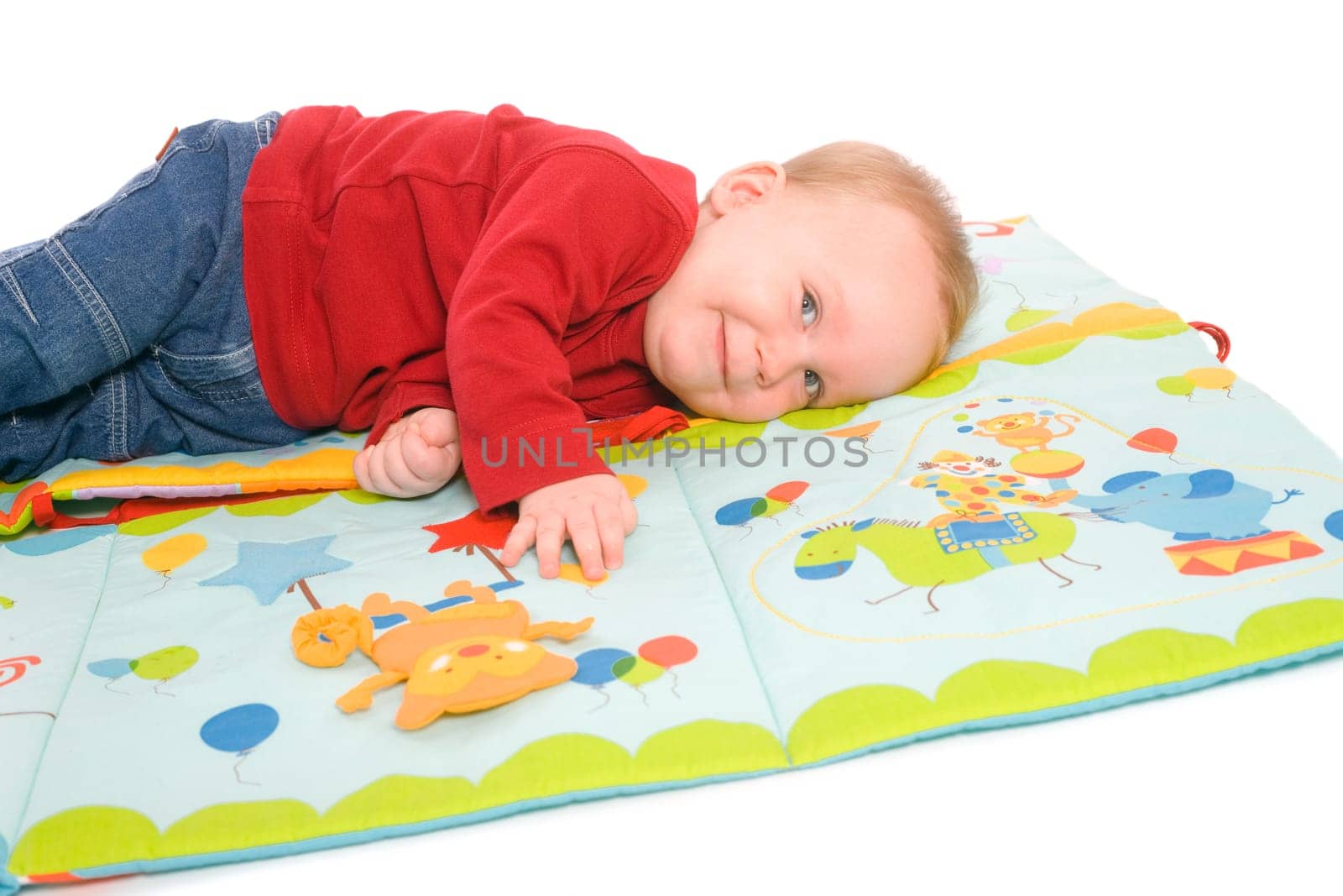 Baby boy playing with toys